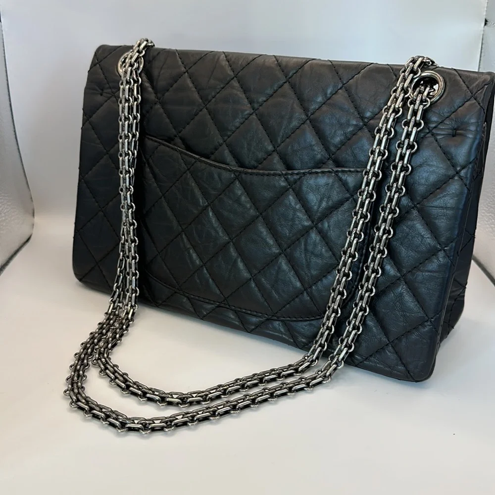 Chanel 2.55 Reissue 227 – Black Aged Calfskin, Ruthenium Hardware – Double Flap